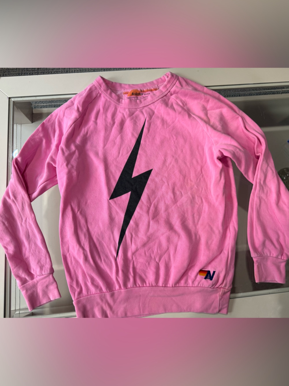 Aviator nation neon pink bolt crew sweatshirt